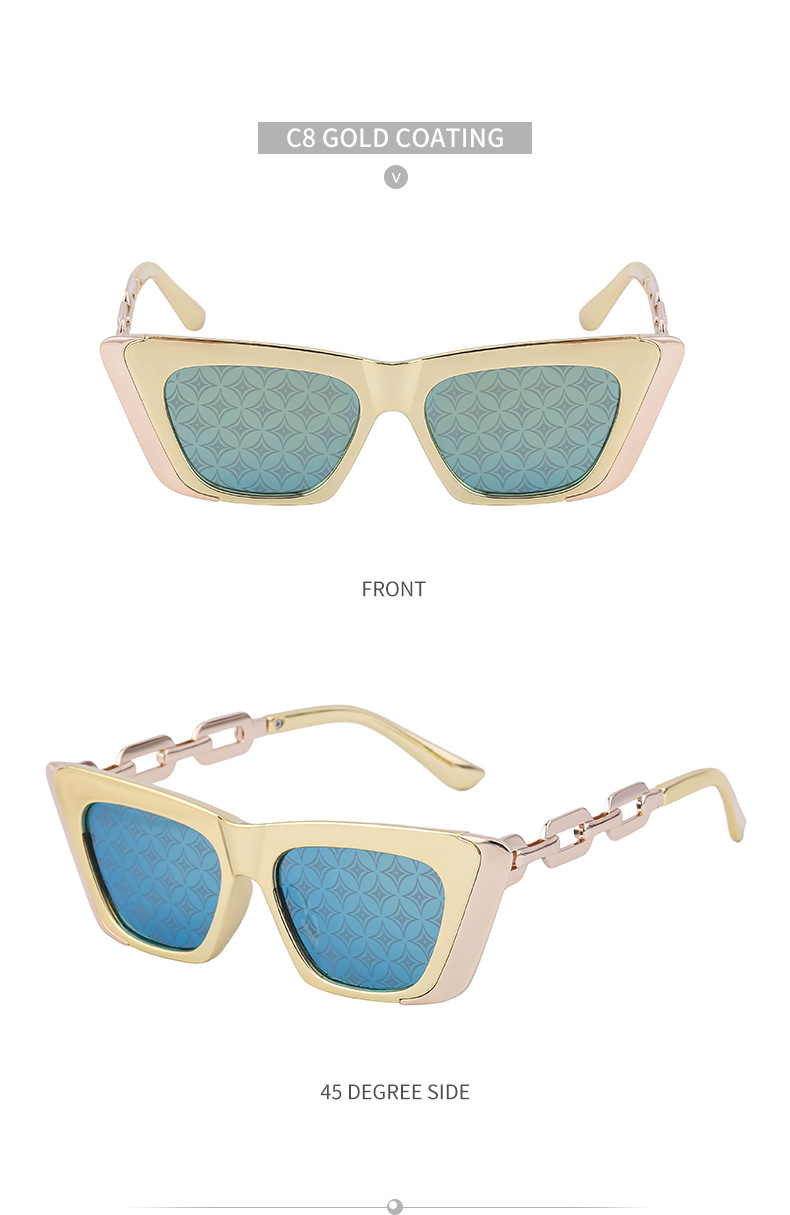 Title 9, Chain Small Frame Sunglasses Personality Cat Eyes