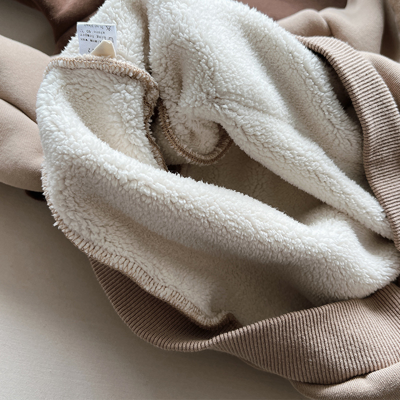 Boys And Girls Fashion Simple Hooded Plus Fleece Pullover Sweater