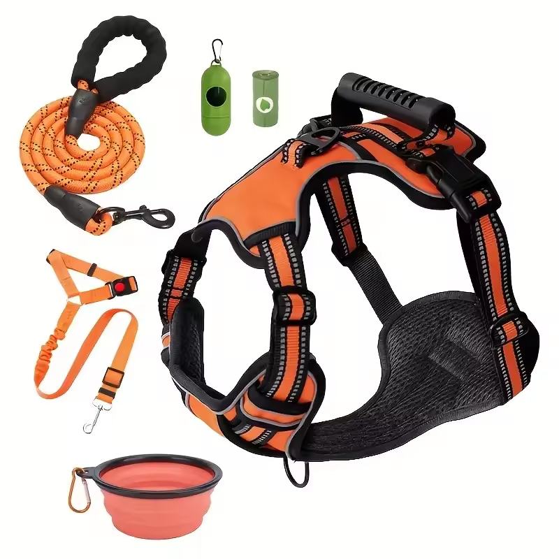 Tactical Service Dog Harness Strap Set, Car Seat Belt, Collapsible Bowl, Biodegradable Trash Bag Set For Dogs - Image 8