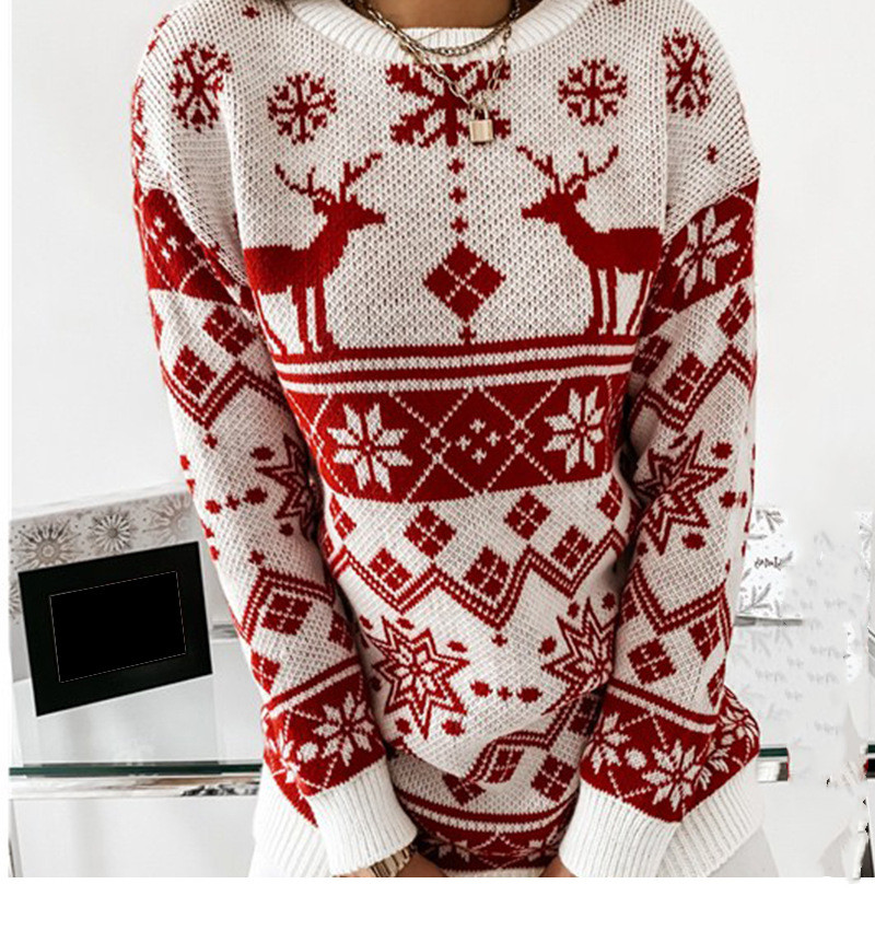 Title 6, Elk Snowflake Christmas Jacquard Strickpullover...