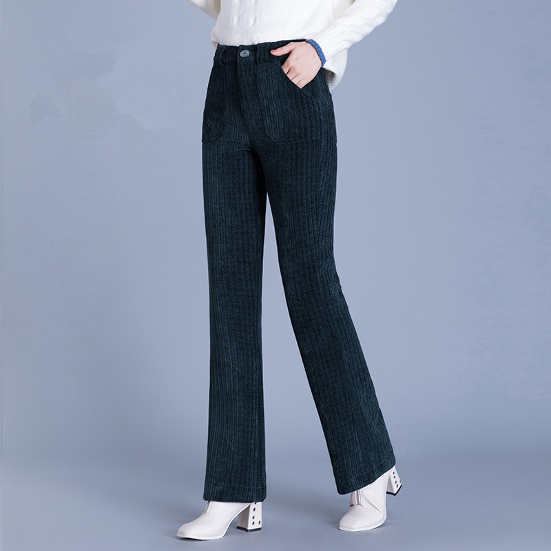 Title 4, Thick Elastic Cigh Waist And Slim Corduroy Flar...