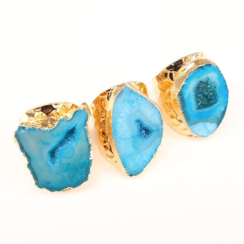 Title 1, Natural Agate Geode Ring Men