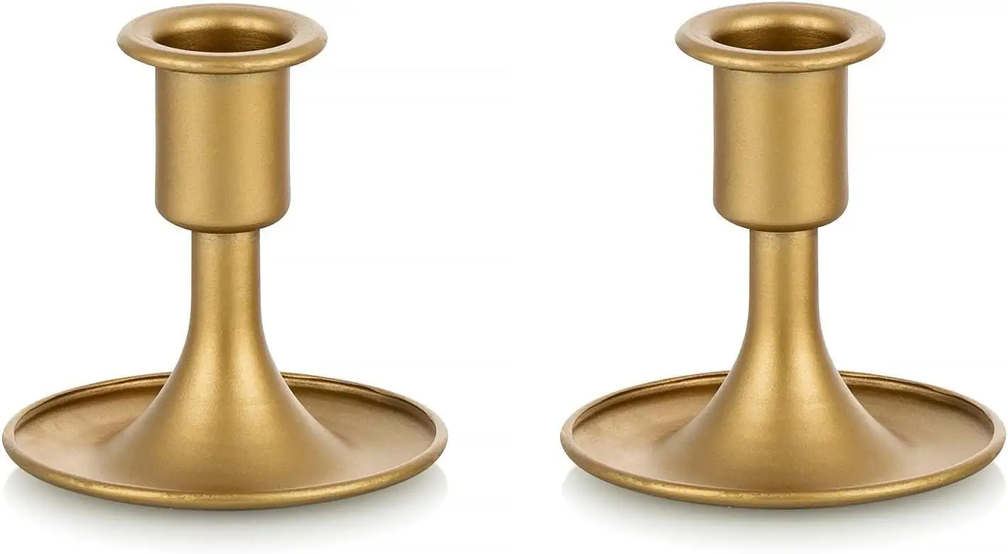 Gold Taper Candle Holders, Set Of 2