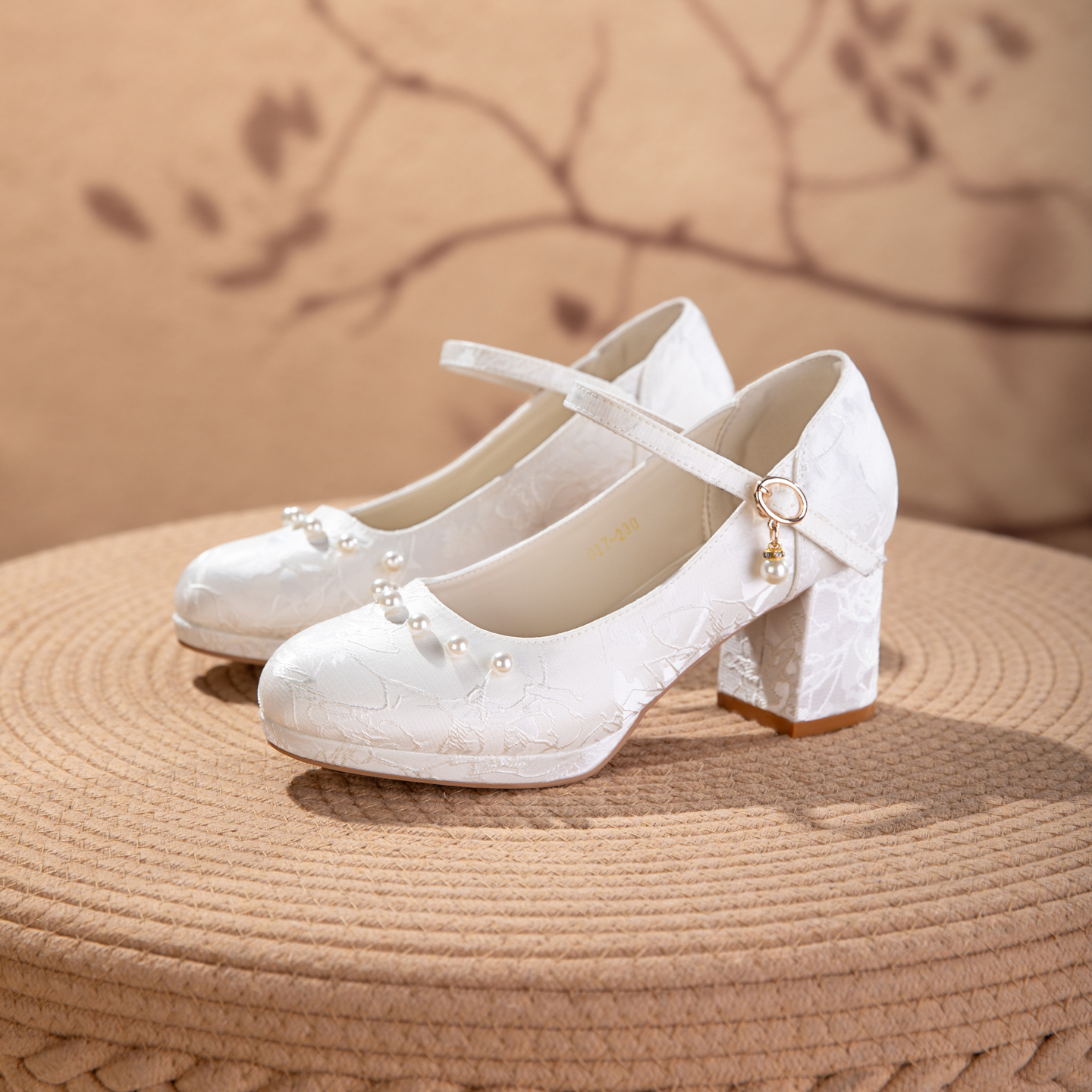 Women's Jacquard Mary Jane Platform Heels Detail 4 – Sarah Express