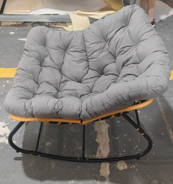 Garden Rocking Chair - Rattan Wicker Egg Cushioned Seat With Metal Frame — image 8