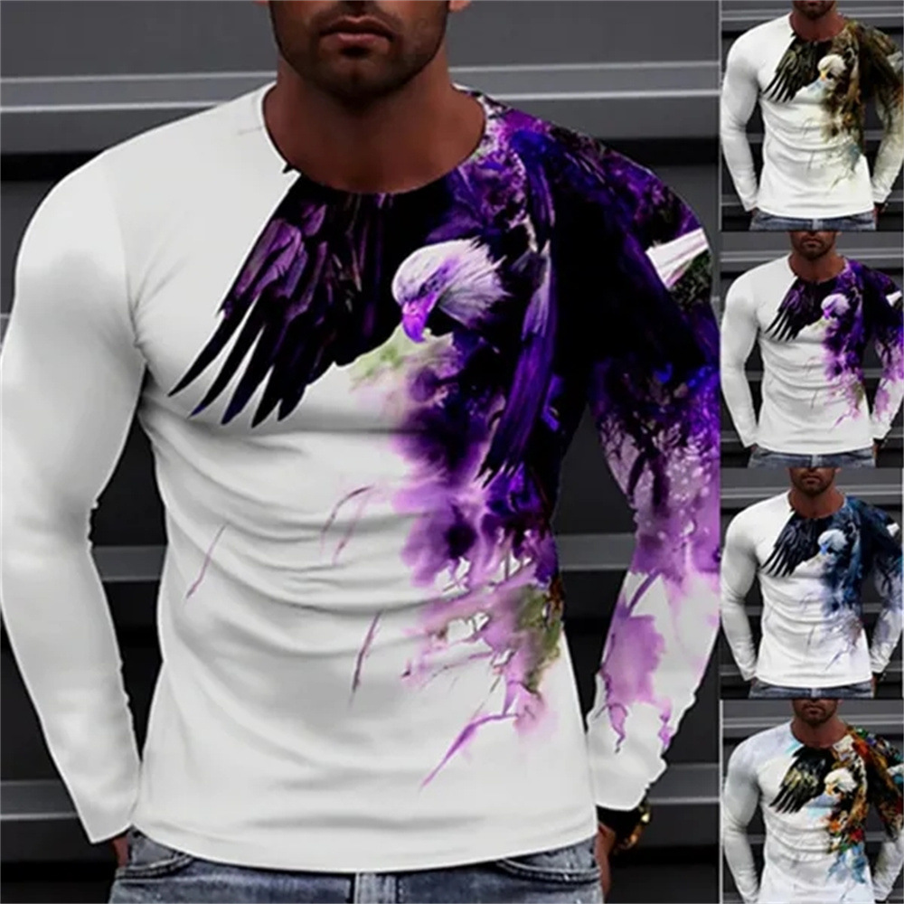 Title 6, T-shirt da uomo con aquila 3D, maniche lunghe e...