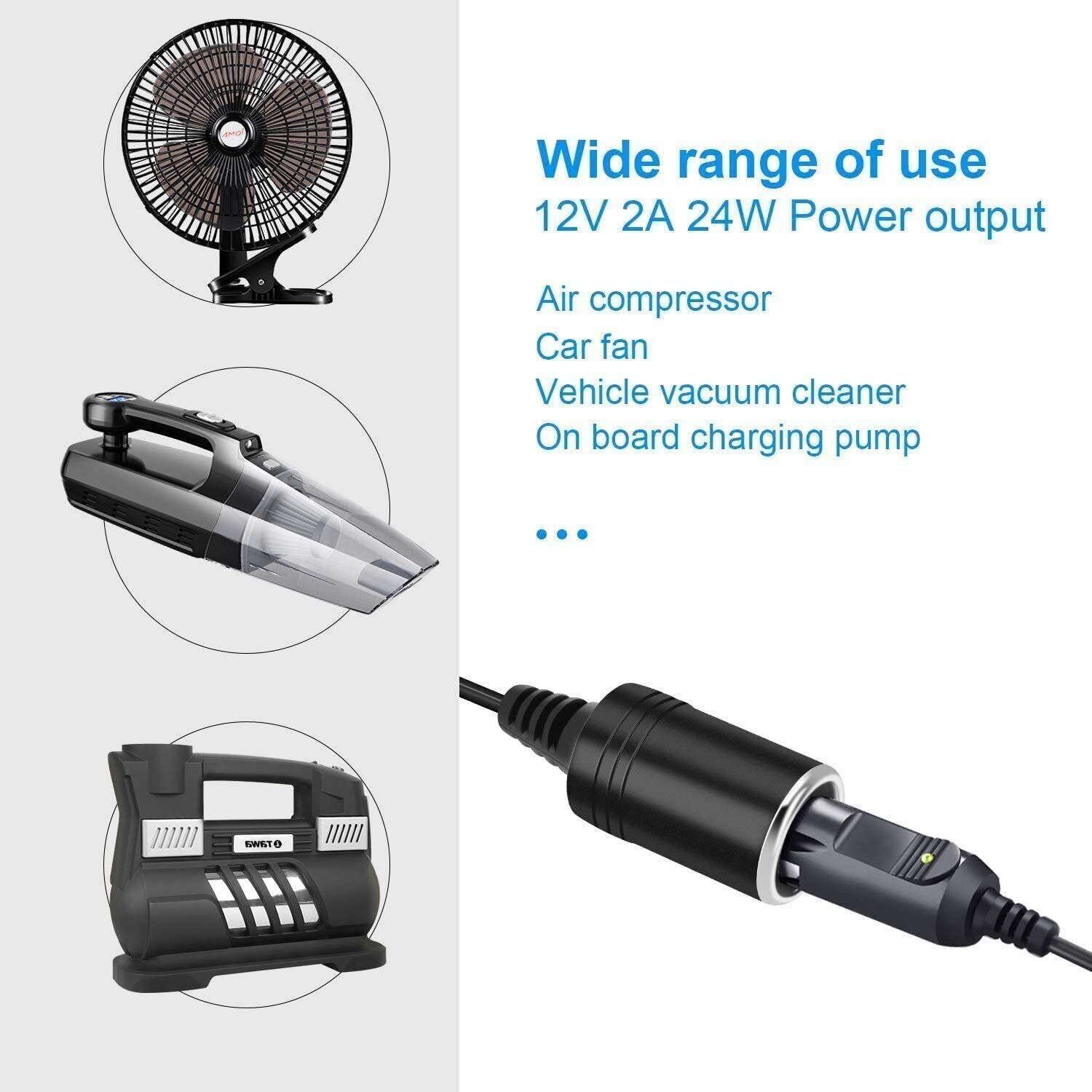 Cigarette Lighter Socket 240V Mains Plug To 12V Car Charger Power Adapter 20 W