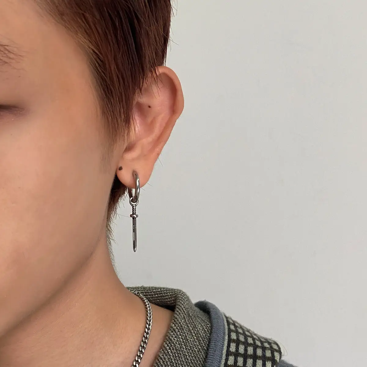 National Style Niche Design Titanium Male Ear Clips