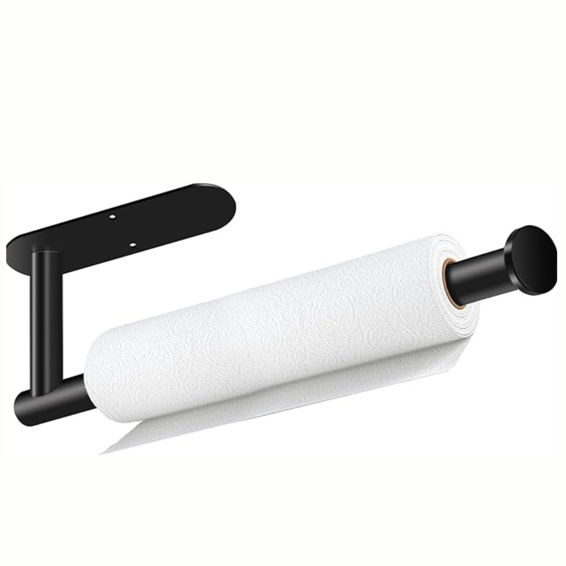Black Self-Adhesive Paper Towel Holder, Under Cabinet Kitchen Roll Storage Rack