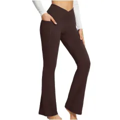 Women's Fashionable Elegant Slim-fit Solid Colour Seamless Casual Pants - Brown - View 1