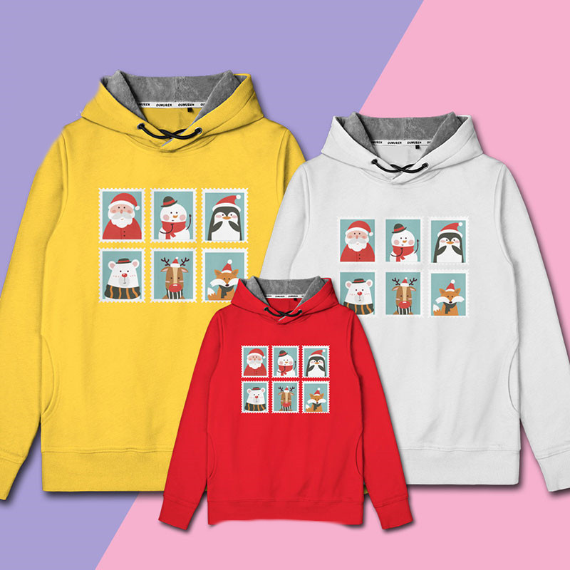 Christmas Theme Old Man Hooded Sweater Men's And Women's Tops