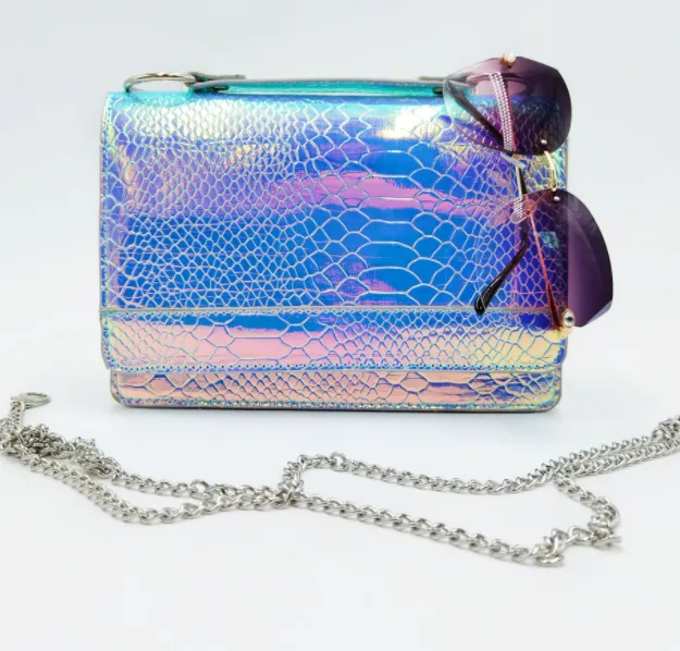Colorful One shoulder Magnetic Buckle All match Square Laser Bag Colorful - Shop at LoveMi
