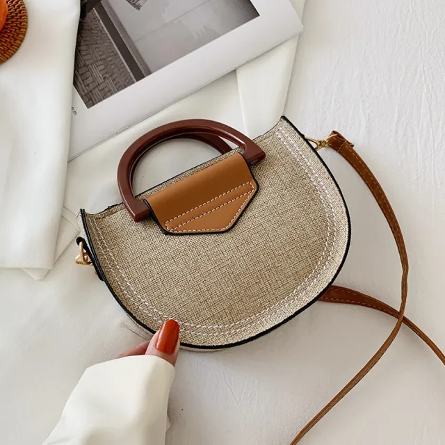Women's Summer Large Capacity One Shoulder Messenger Woven Bag Brown - Shop at LoveMi