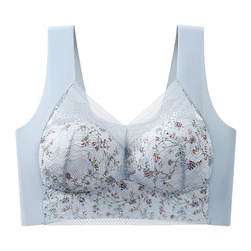 Title 3, Small Floral Ice Silk Seamless Beautiful Back Bra