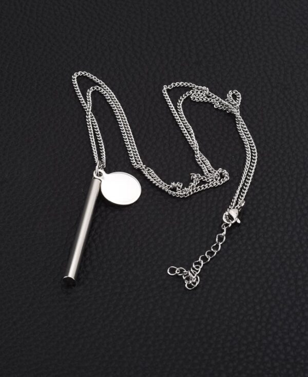 Long Post Round Piece Necklace Sweater Chain Stainless Steel Long Necklace For Men And Women