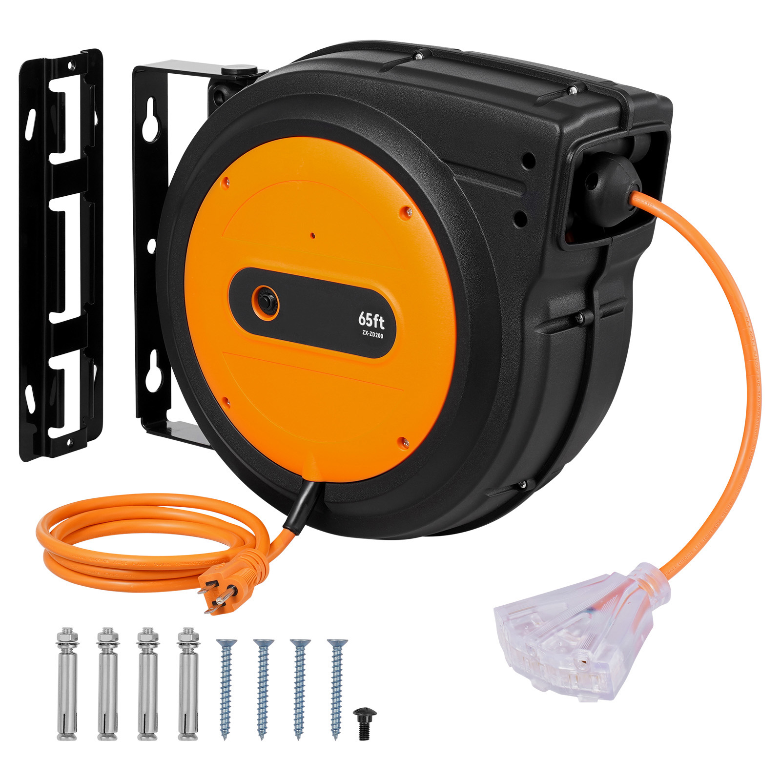 VEVOR Retractable Extension Cord Reel Power Cord Reel 65FT 12AWG 3C SJTOW image 5