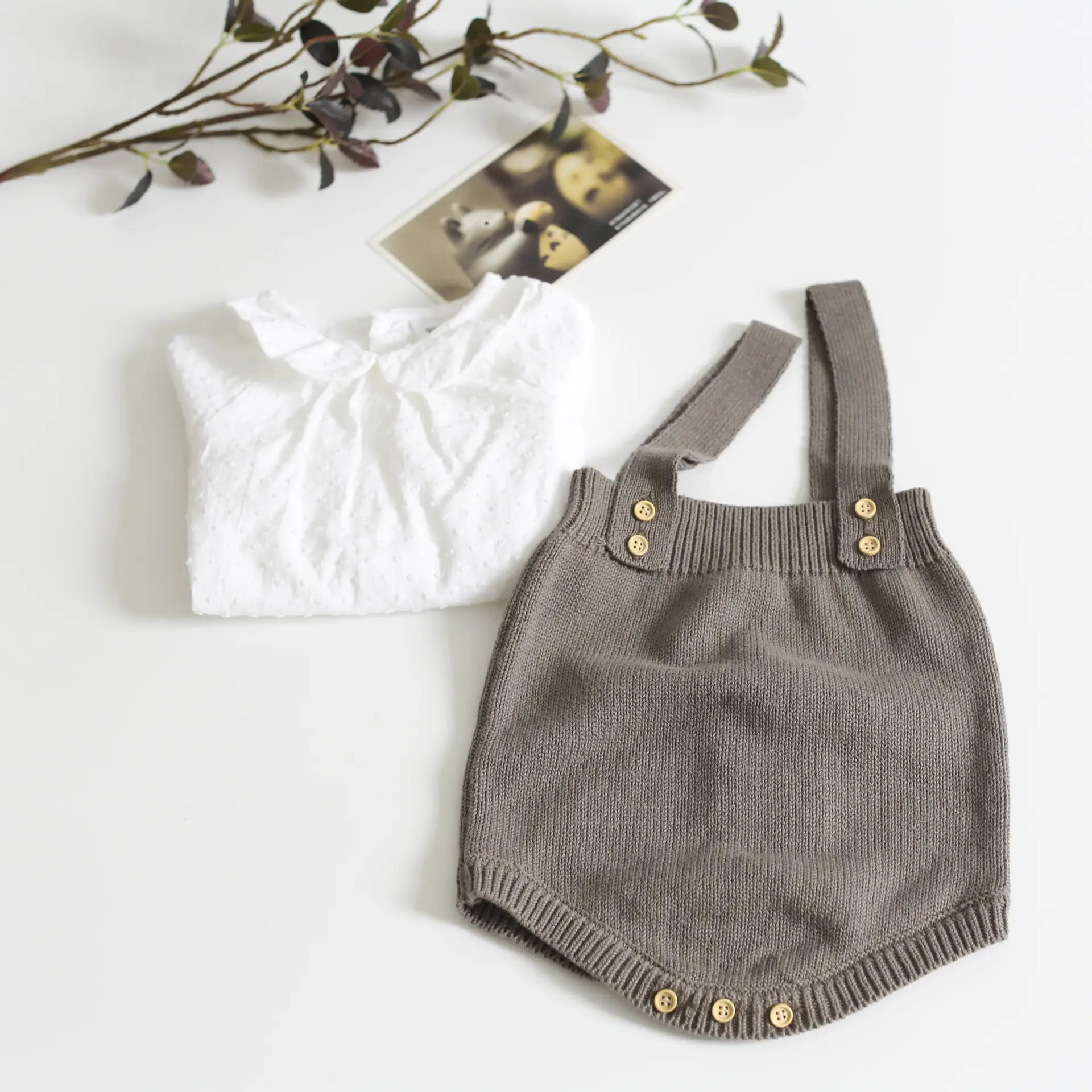 Baby Clothing Cotton And Wool String Halter Onesie
