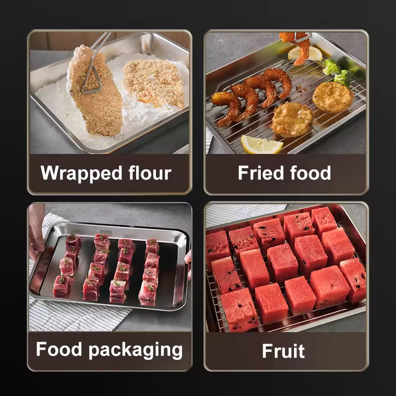 304 Stainless Steel Square Mesh Rack Oven Tray - Multi-functional For Home Use Frying, Baking, Draining, And Roasting 4