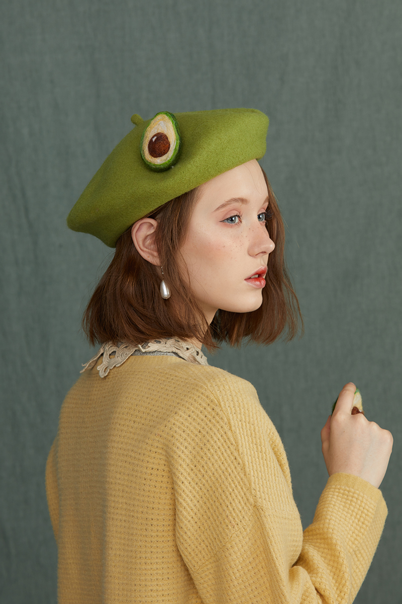 Title 4, Autumn and winter wool felt beret bizarre fruit...