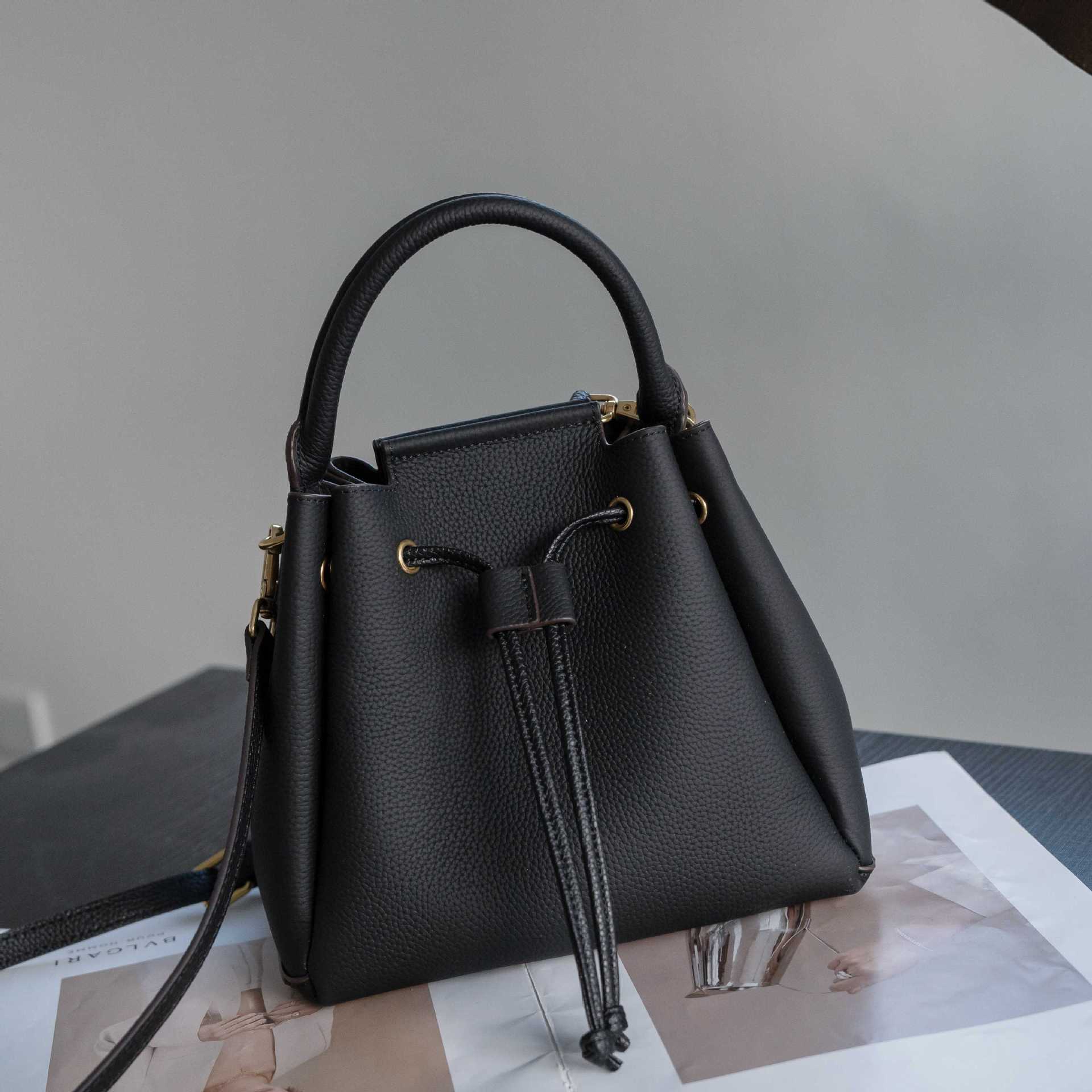 Cross-border TOGO Top-grain Leather Drawstring Bucket Bag For Women, 2026 New Large-capacity Versatile Genuine Leather Handbag 6