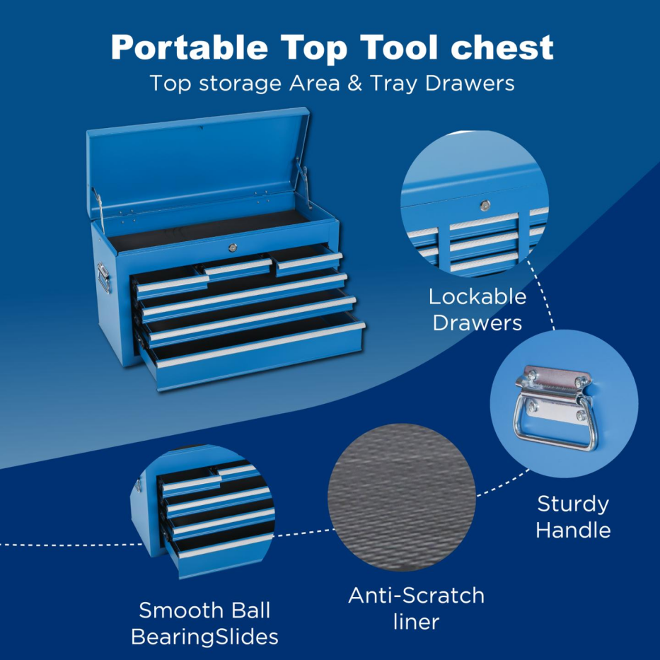 Tool Chest, 8-Drawer Rolling Tool Storage Cabinet With 2 In 1 Detachable Top Tool Box, Liner, Lockable Wheels, Side Hooks, Metal Tool Cart For Garage thumbnail 2