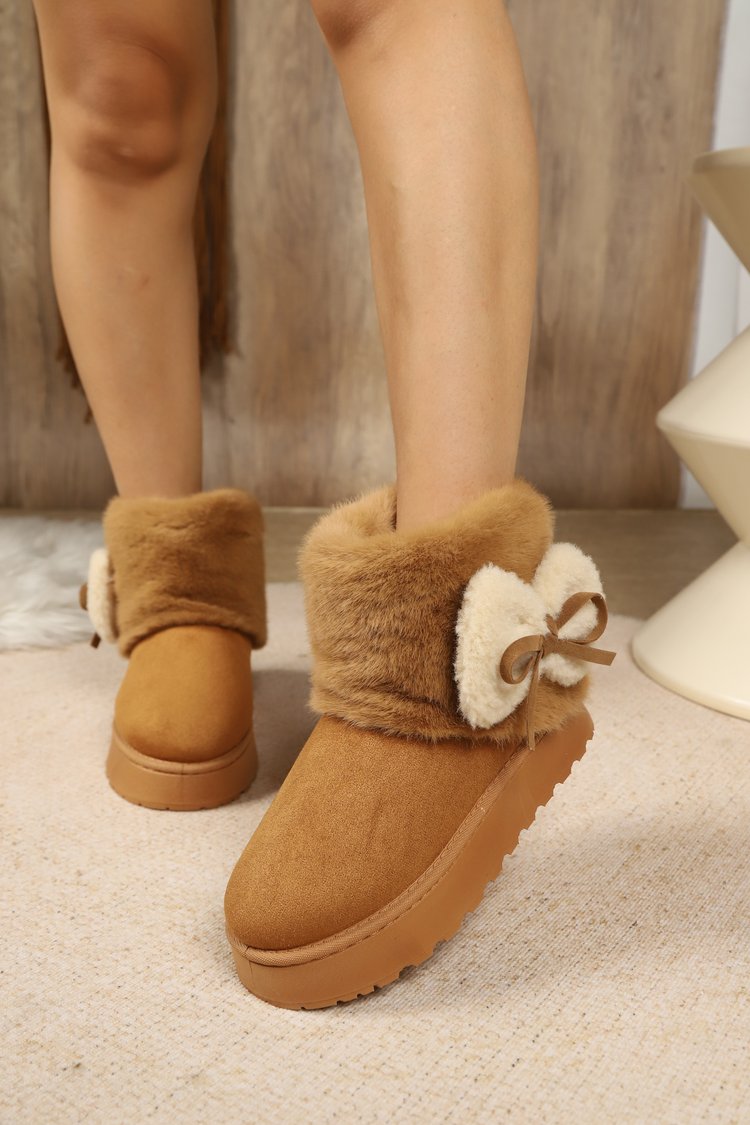 Faux Suede Ankle Snow Boots, picture 2 of 4