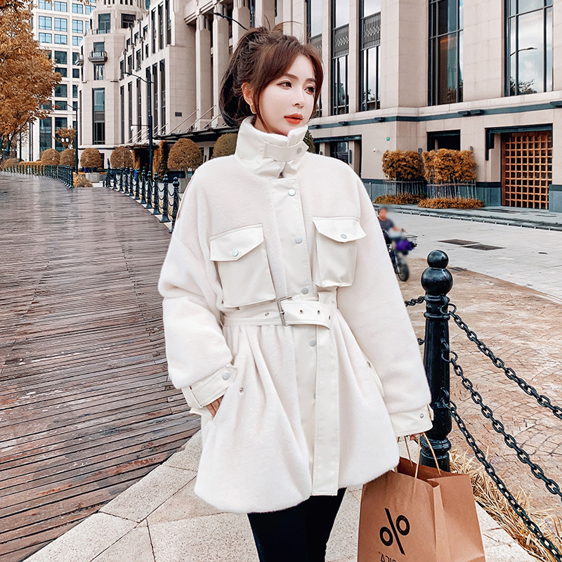 Women's Loose White Fur All In One Fur Coat