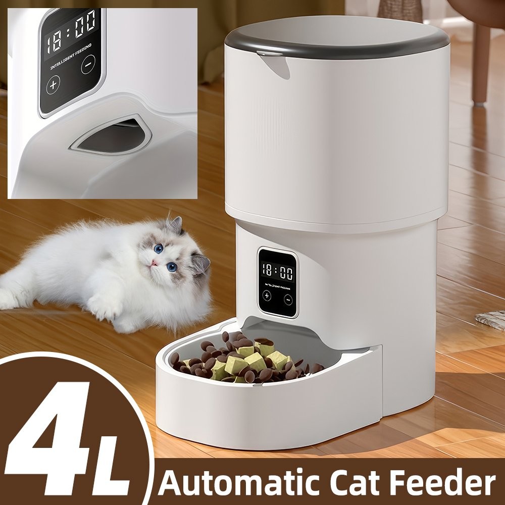 4L Pet Cat Feeder Automatic With Timer Food Dispenser For Cat Dog Food Feeding