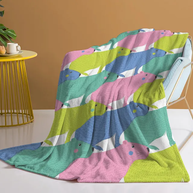 Flannel Cartoon Dolphin Cute Pet Theme Soft And Fluffy Multifunctional Outdoor Beach Camping Living Room Sofa Office Nap Printed Blanket Pink - Shop at LoveMi