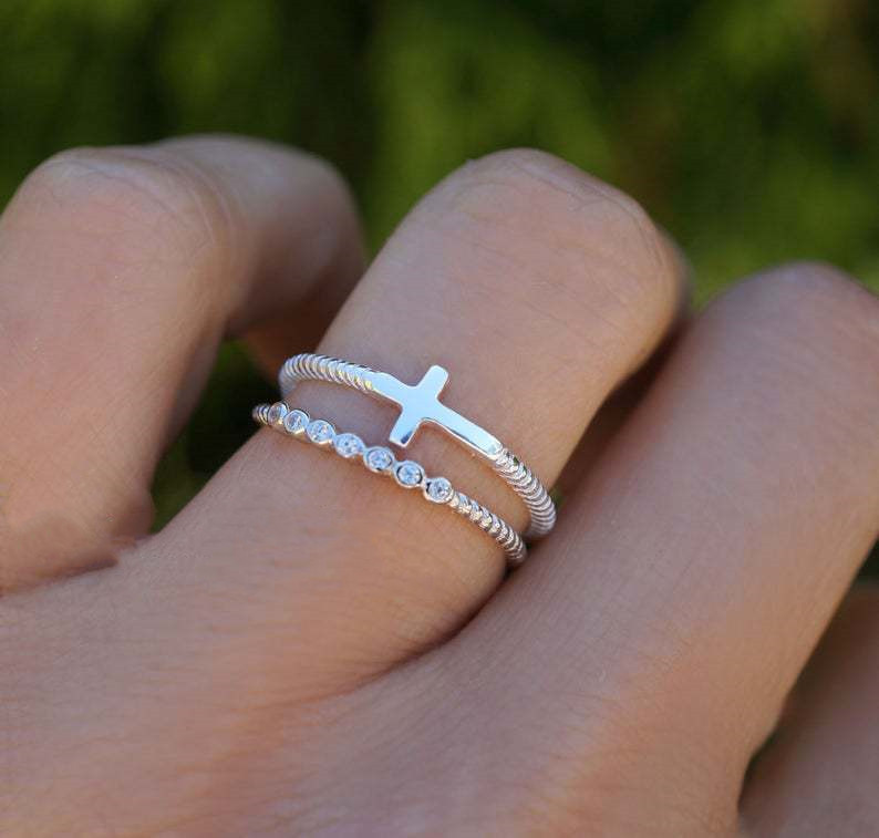 Fashion Double Cross Ring Rose Gold Ring
