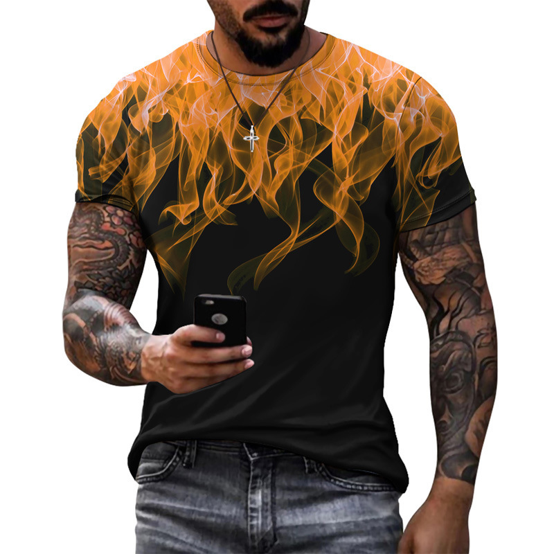 Title 7, Multicolor Flame Gradient Mens Running T-Shirt