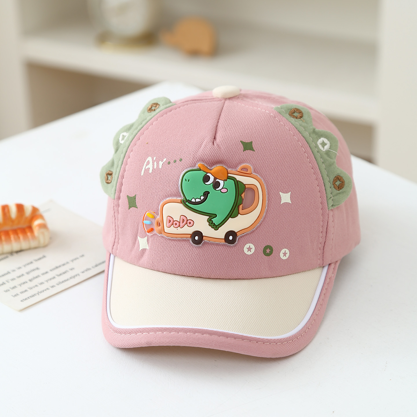Korean-style Cartoon Car Dinosaur Baby Cute Style Baseball Cap With Soft Top, Fashionable Style Baby Hat For Outdoor Sun Protection And Shade