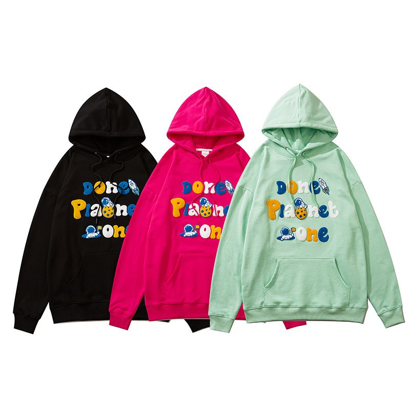 Letter Stickers Loose Couple Pullover  Top