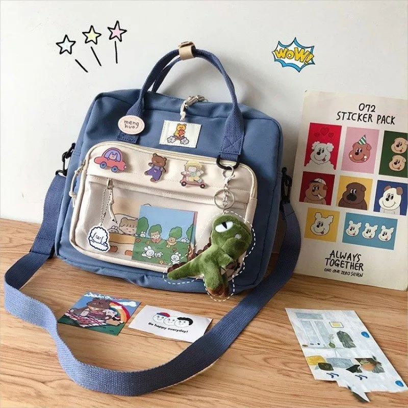 Dual-use Schoolbag Japanese Cute Cartoon Large Capacity Portable Crossbody - Blue