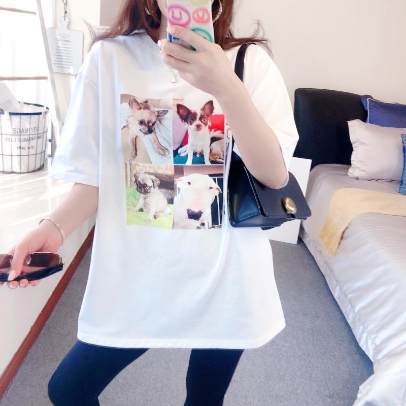 Title 1, Cartoon Printed Cotton Short-sleeved Loose Roun...