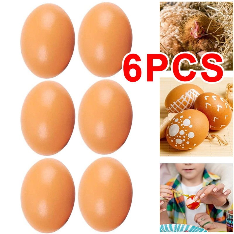6PCS Fake Wooden Chicken Eggs Help Hen Lay Eggs Agricultural Tool For Chicken UK