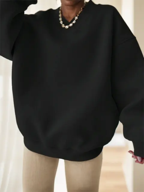 Women's Solid Color Oversized Drop Shoulder Sweatshirt
