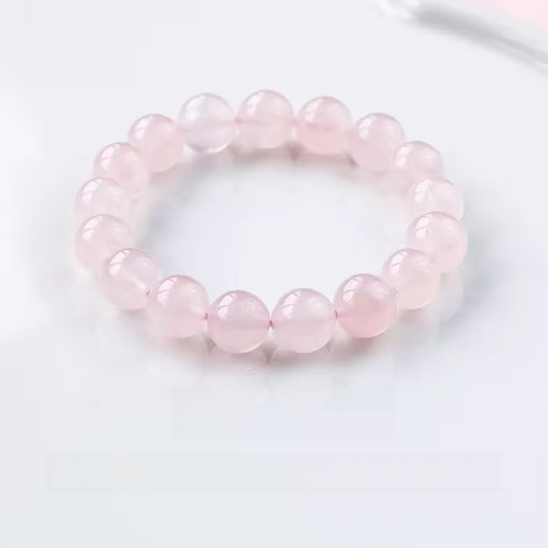 Brățară naturală din cuarț roz cu lanț rotund cu margele Love Energy Bijuterii pentru femei