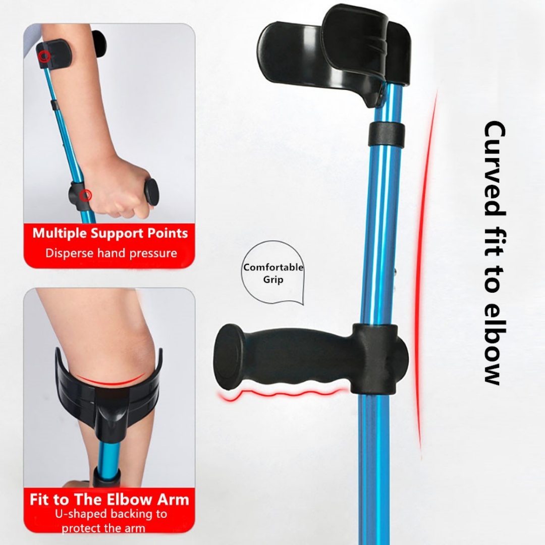 1X Height Adults Foldable Heavy Duty Walking Forearm Crutch Stick Aluminum Alloy — image 2