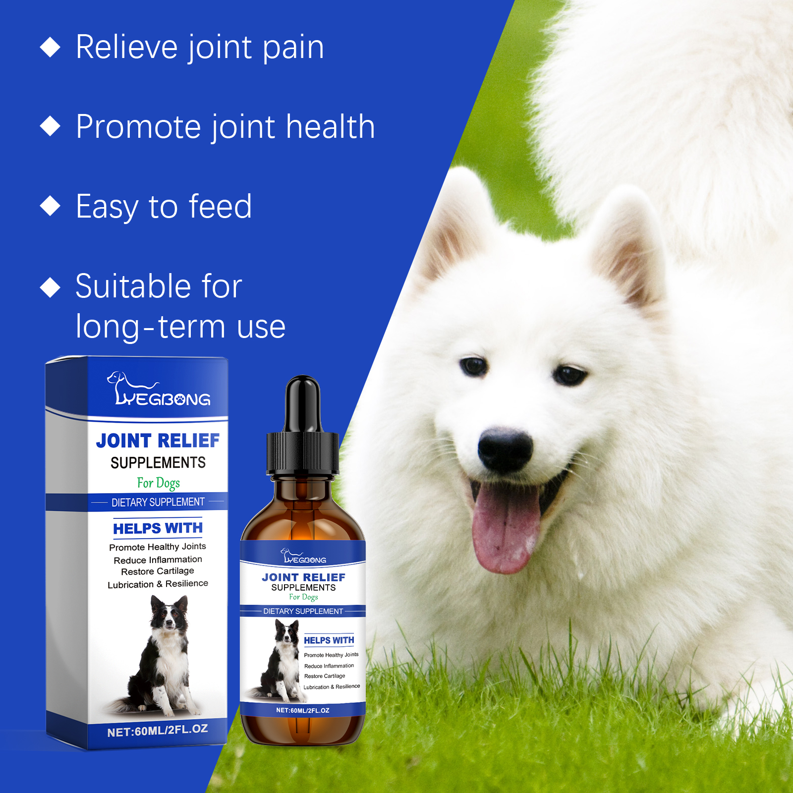 Dog Joint Relief Liquid Supplement Drops, Hip & Joint Care Support For All Breeds Dogs, Relieve Joint Pain, Reduce Inflammation, Restore Cartilage, Improve Mobility, 60ml — foto 7
