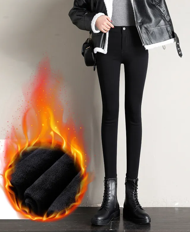 Magic Black Leggings Women's Spring And Autumn Outer Wear Fleece Trousers - Shop at LoveMi