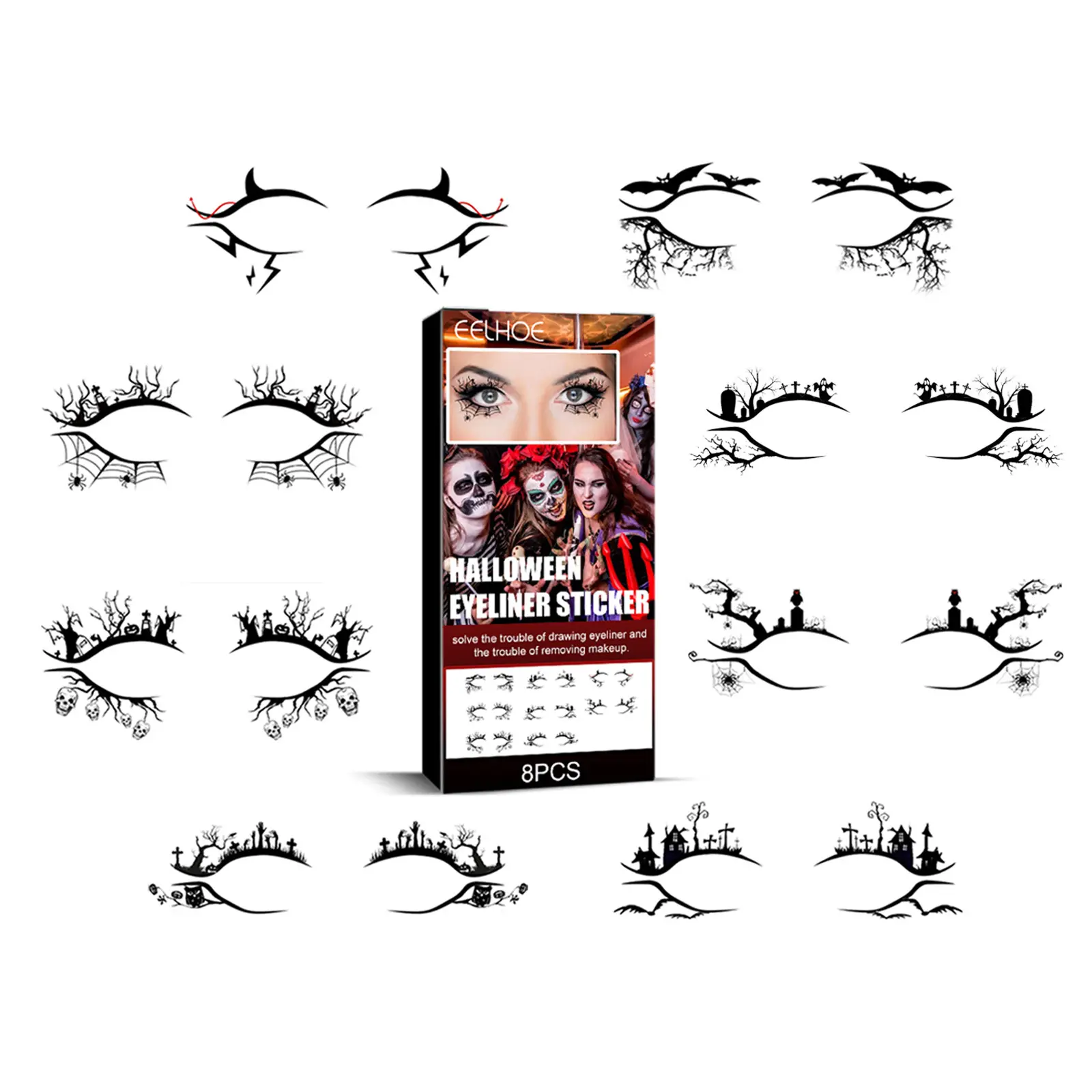 Halloween Eyeliner Stickers, PET Eye Liner Temporary