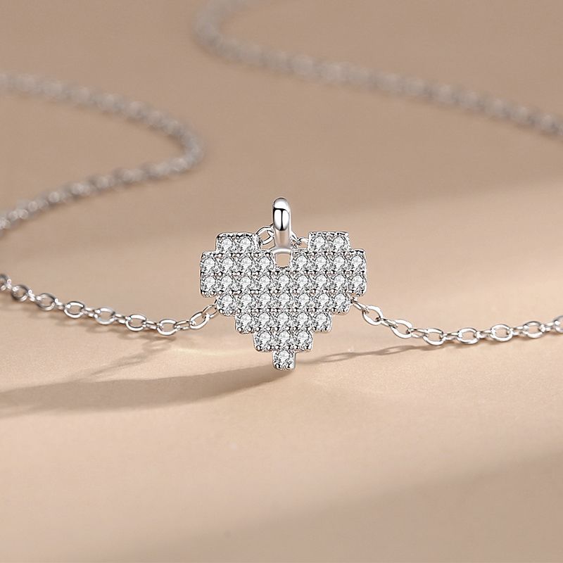 925 Sterling Silver Love Full Diamond Necklace
