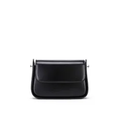 Women's Niche Design Leather Crossbody Bag - Black - View 1
