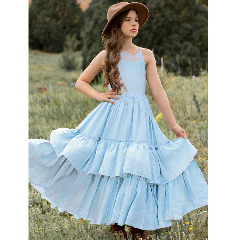 Title 4, Flower Girl Ruffled Lace-up Dress, an adorable ...