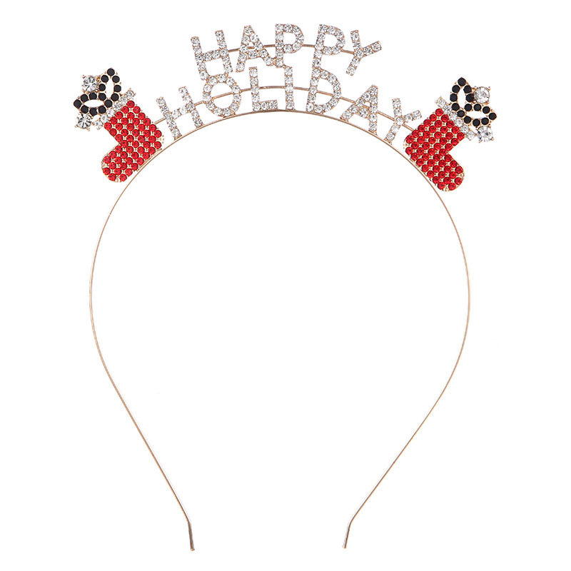 European And American Alloy Crystal Christmas Staghorn Hair Hoop Happy Holiday Hair Hoop - Shop at LoveMi