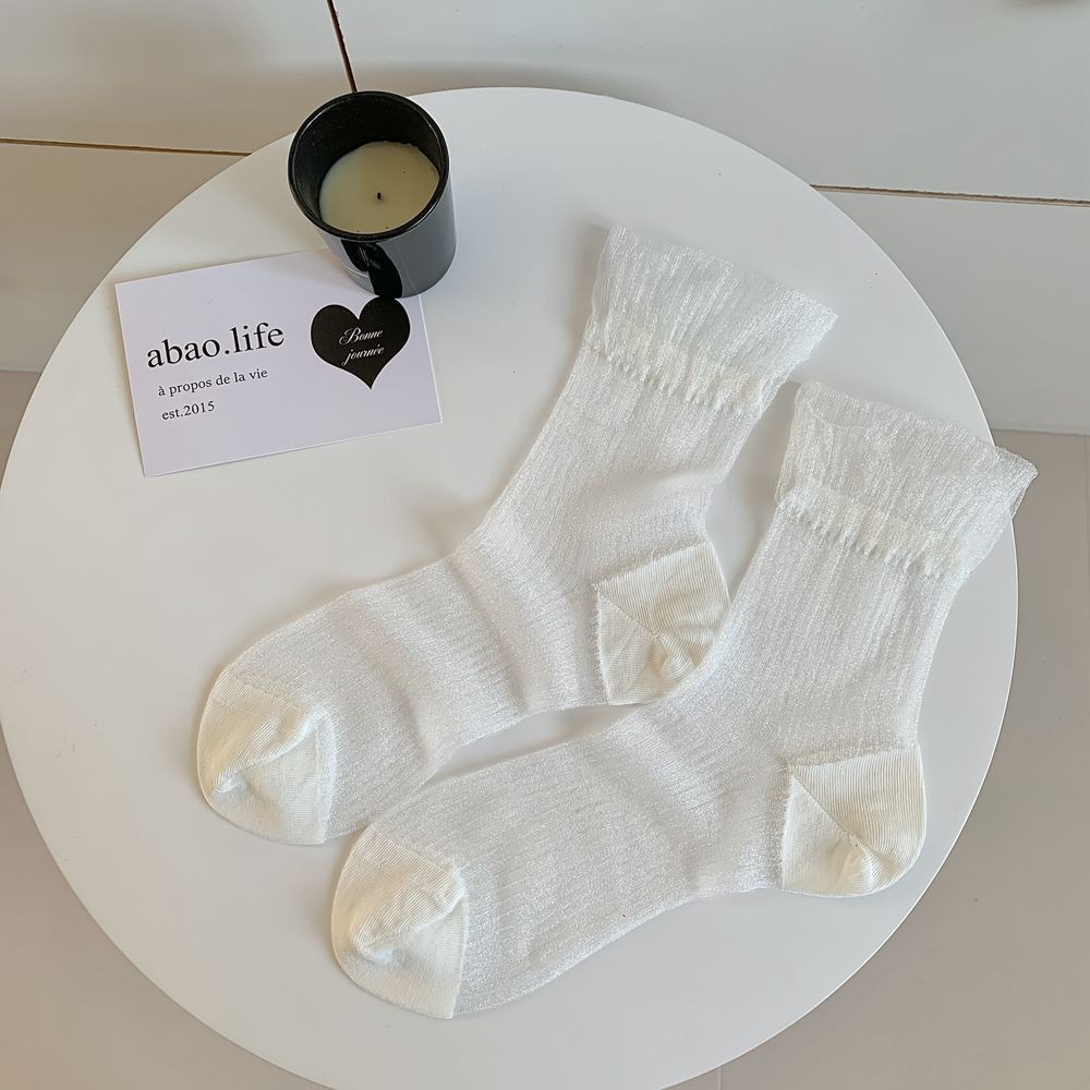 Summer Glass Fiber Thin Socks, Semi Transparent Solid Color Ballet Style Invisible Socks