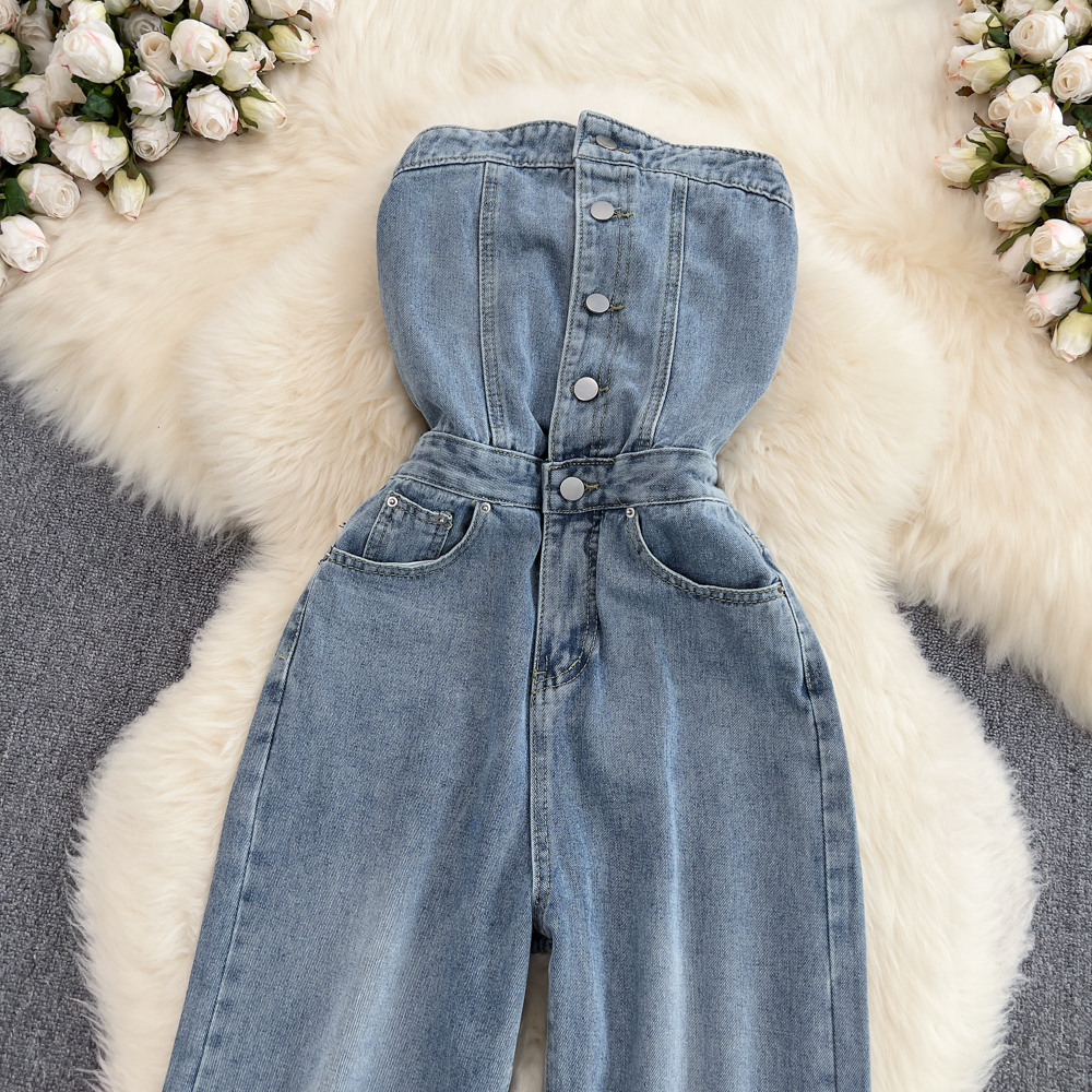 Title 2, Ärmelloser Denim Jumpsuit mit Taschen, geradem ...