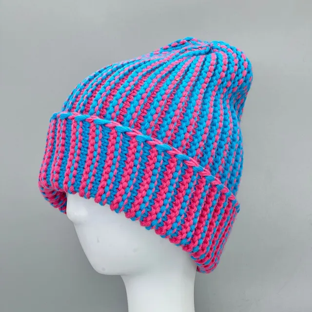 Autumn And Winter Hat Color Blocking Warm Ear Protection Wool Hat Pink - Shop at LoveMi