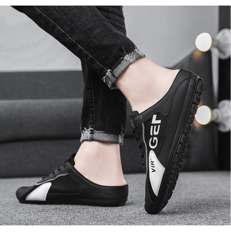 Men’s Shoes Korean Style Fashionable All-matching Casual Slip-on Lofter Half Slippers Board Tods Shoes